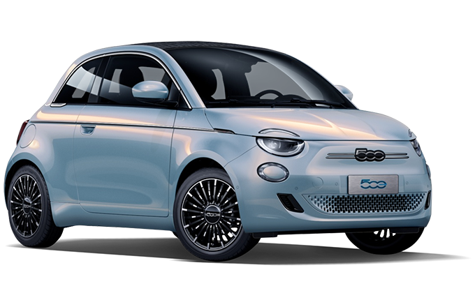 Neuer elektrischer Fiat 500 Cabrio in Himmel Blau